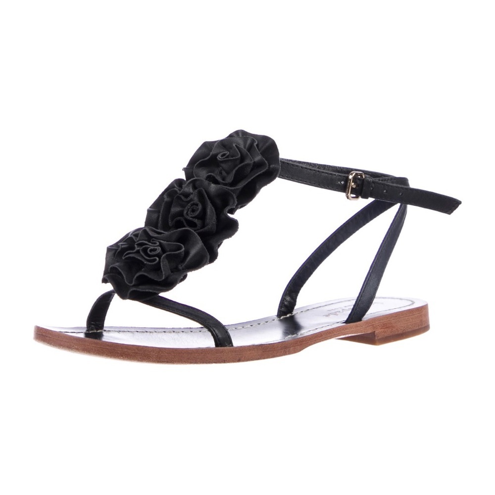 Kate Spade NY Black Flower Leather Sandals Size 6